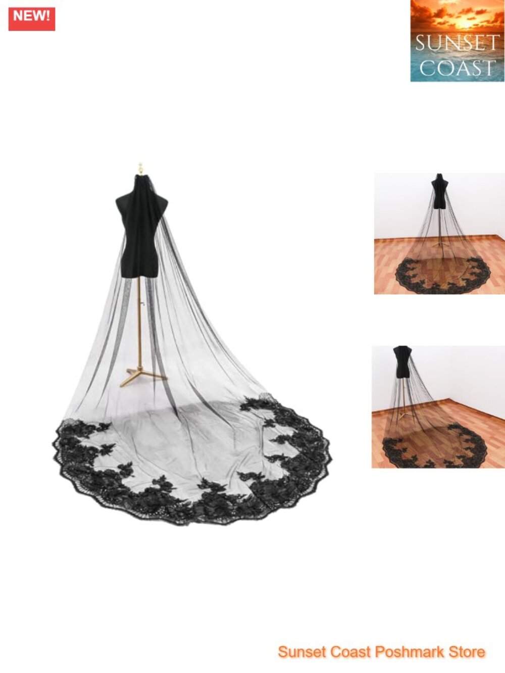 Floor Length Lace Applique Edge Tulle Bridal Veil 157in Train